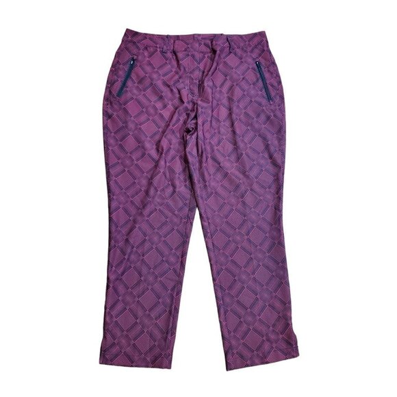 Slazenger Ankle Golf Pants Womens Red Melon Old Money Prep School Zip Pockets 10 - Picture 1 of 7